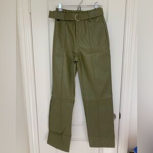 NWT PacSun Olive Faux Leather Belted '90s Boyfriend Pants